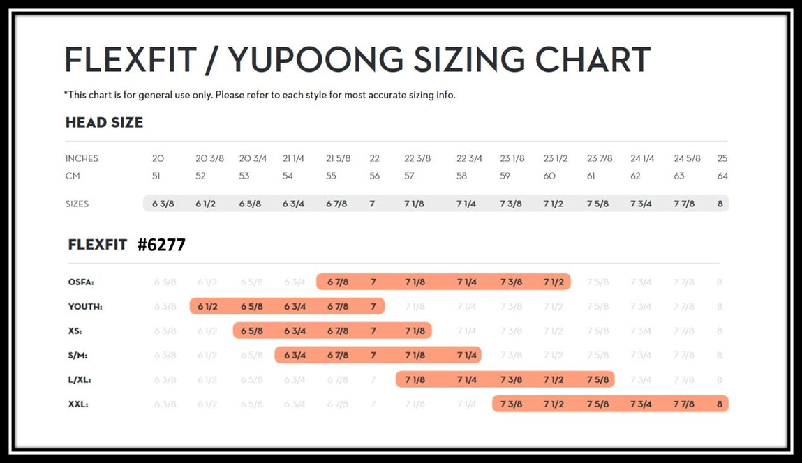 Yupoong flexfit size chart cheap